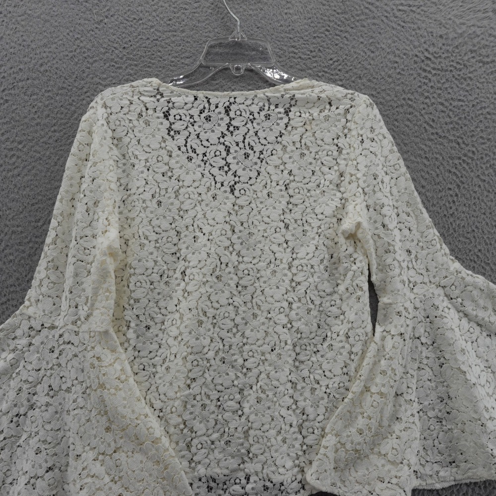 Zara Flare Sleeve Lace Top‎ Size XS Ivory Womens VNeck Romantic NEW - Picture 5 of 13